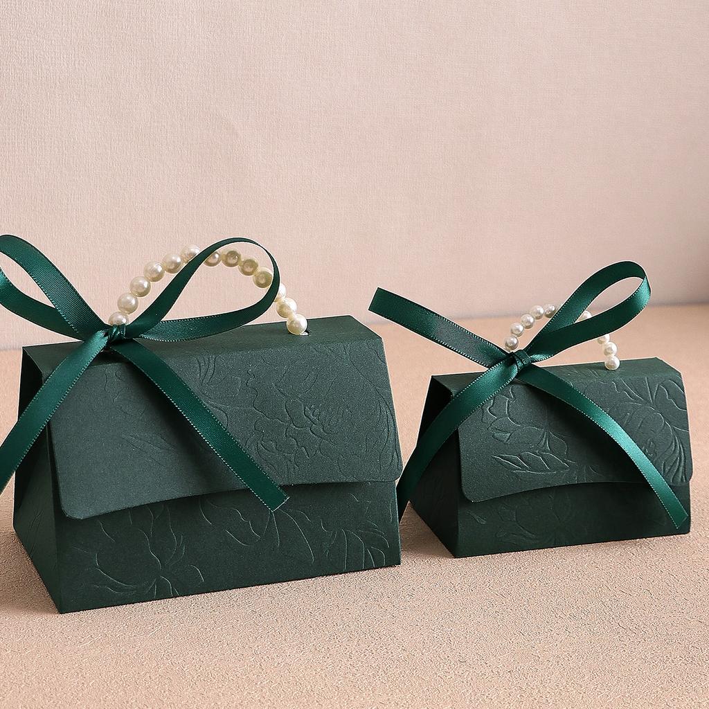 0Pcs Wedding Pearl Handle Candy Boxes, Creative Handheld Gift Packaging Box, Favor Box for Wedding Party Small Gifts