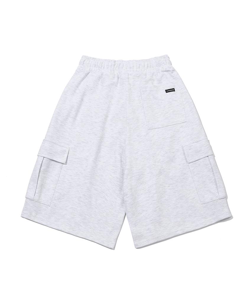 CHAMBROS Cargo Pocket One-Pleat Bermuda Sweat Shorts [White Melange]