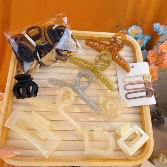 32/40/80Pcs Hair Claw Set Variety Geometric Shape Plastic Hairpin Anti-slip Teeth Back Head Hair Clip Hair Accessories