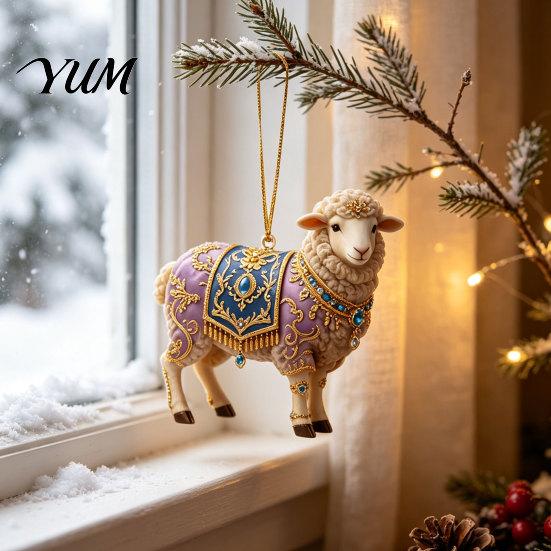 Elegant Home Party Decoration 2D Acrylic Goat Christmas Ornament, Cute Animal Sheep Hanging Decor for Easy Festival Tree, Holiday Decoration, New Year