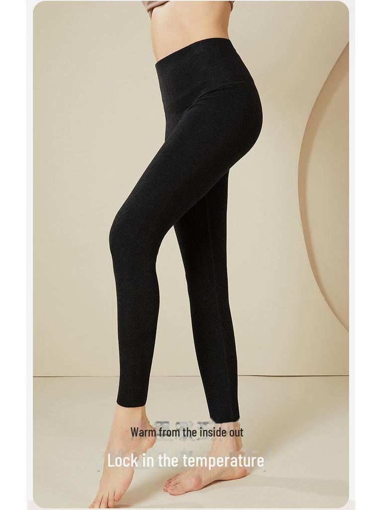 Women's Silk-Protein High Waist Velvet Pants, Black/Gray 2-Piece: Vertical Striped, Warm for Autumn/Winter