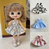 Lotus Leaf Sleeve Printed Dresses Fashion Doll Clothes Skirt  1/11 OB11 Dolls/1/12 BJD