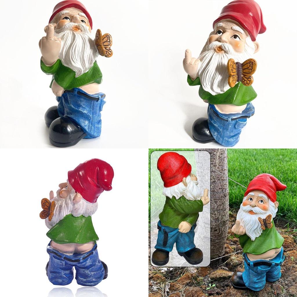 Lovely Garden Gnome Statue With Pants Down Fun And Quirky Addition To Your Outdoor Space