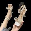 Pearl Rhinestone High Heels Sandals Women's Spring 2025 New Women's Shoes Ins Fairy Wind Stilettos Children's Summer