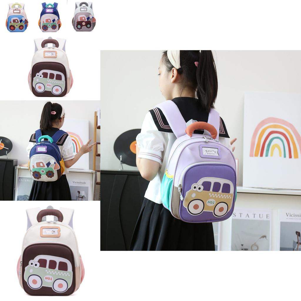 Детский школьный рюкзак с рисунком машинок для малышей мальчиков и девочек, изготовленный из прочного оксфордского материала