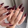 24 шт. Бордово-красные миндалевидные искусственные ногти с клеем, простой дизайн, полное покрытие, балетные накладные ногти