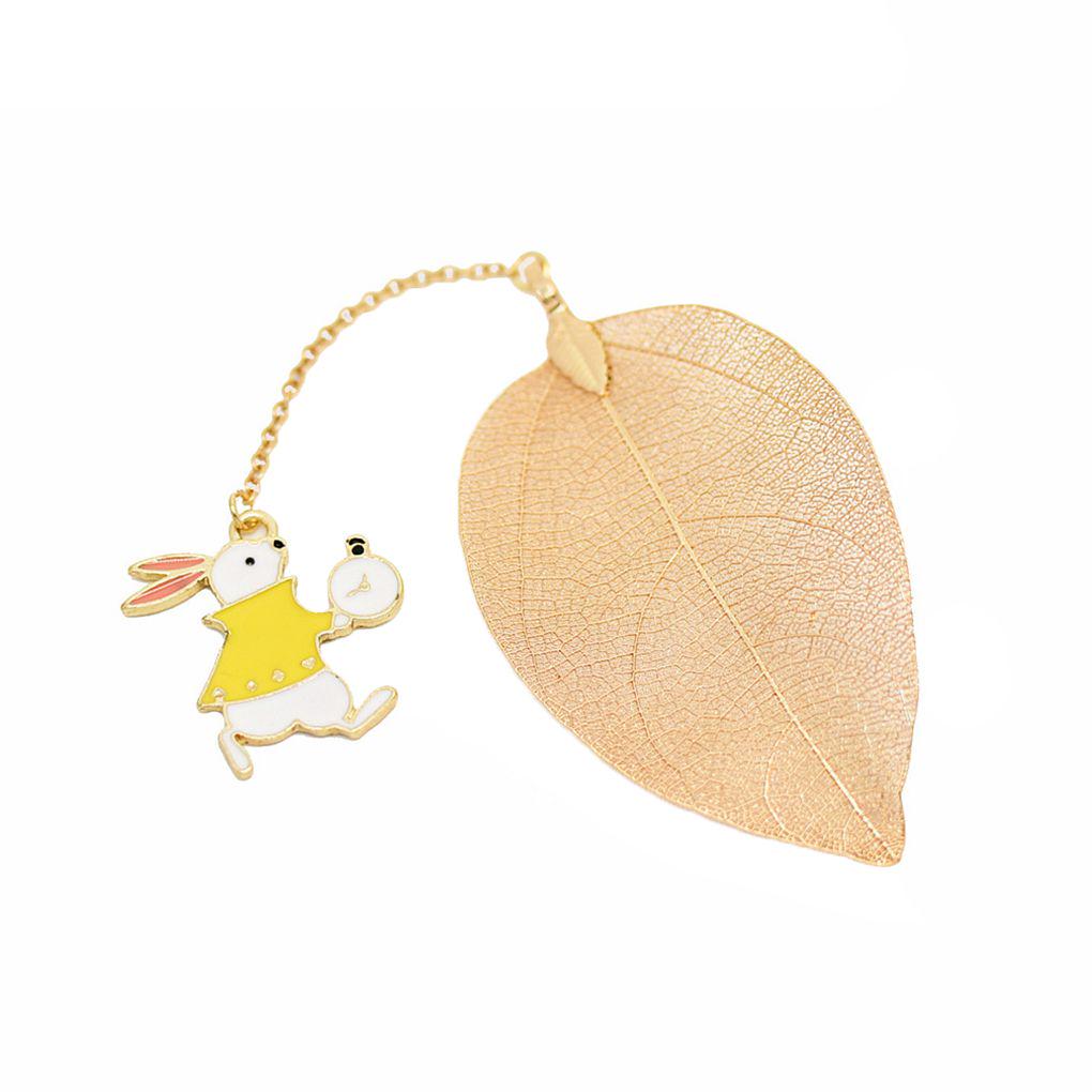 Lovely Girl Rabbit Bookmarks Fairy Tale Gold Color Texture Reading Books Mark Student Stationery