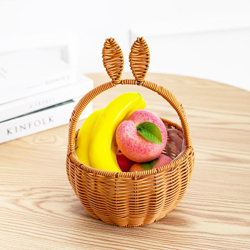 Adorable Bunny Ears Woven Basket for Easter Gifts for Picnic Wedding Party Candy Flower Basket Empty Snacks Basket Decor