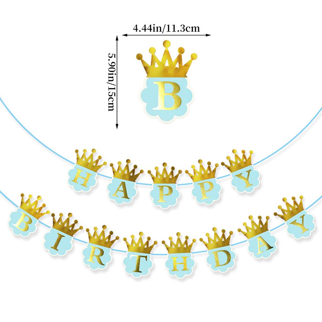 Baby Boy Happy Birthday Bronzing Banner, Crown Happy Birthday Bronzing Flag