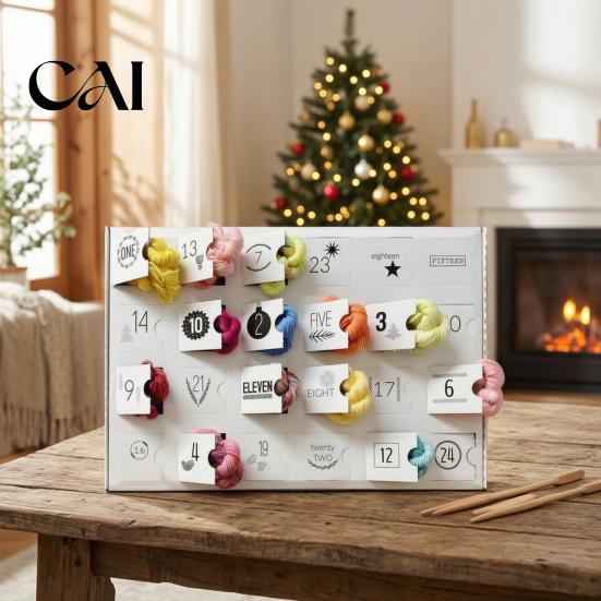 Unique Crafting Gifts for Her Yarn Advent Calendar, 24 Days Christmas Countdown Calendar with Multi Fiber Art Color Chenille Yarn, Holiday Gift