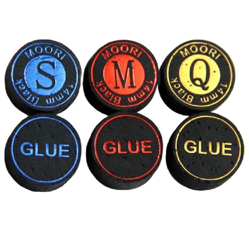 10pcs MOORI 14MM Black Professional Billiard Leather Cue Tips Set S/M/Q 8-Layer Pigskin for Pool Table Supplies