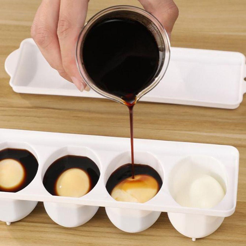 Plastic Boiled Egg Making Box 4 Grids Boiled Egg Container Braised Egg Box Fridge Storage