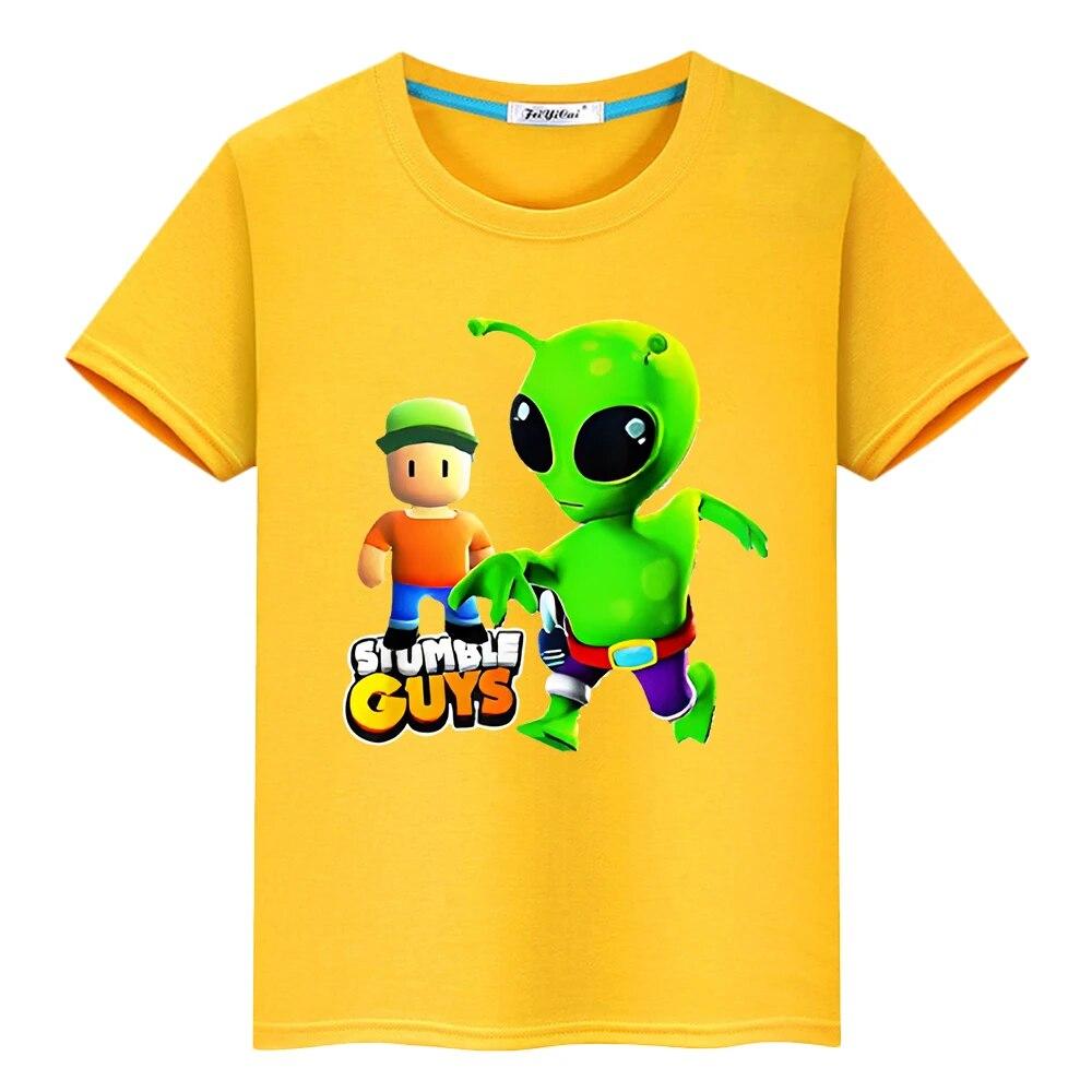 Kids 100% Cotton T-shirt  Stumble Guys Kawaii Short Print  Anime Tees Y2k One Piece Pride Tshirt Casual Tops Boys Girls Clothes