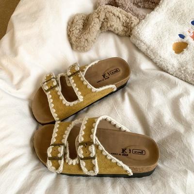 Тапочки Boken на толстой подошве. Летняя модная женская обувь. Шлепанцы. Полутапочки.