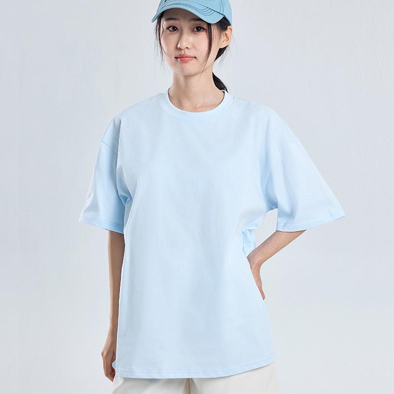 Мужская летняя футболка из чистого хлопка, 450 г/м², с коротким рукавом и воротничком