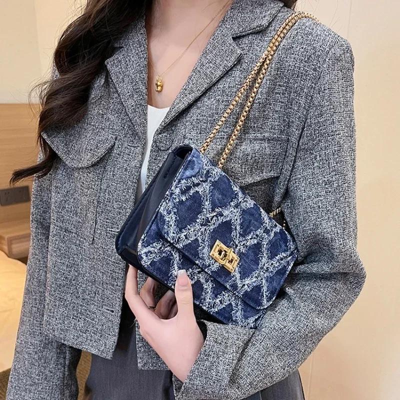 Джинсовая сумка женская повседневная модная оригинальная брендовая сумка дизайн ретро женская сумка через плечо