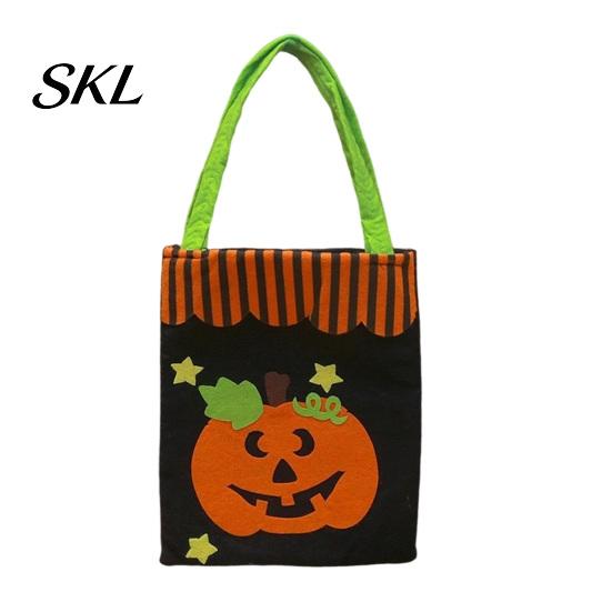 Reusable Holiday Storage Bags Halloween Candy Bags, Non-Woven Trick or Treat Tote with Handles, Pumpkin Ghost Printed Totes Cute Black Cat Print
