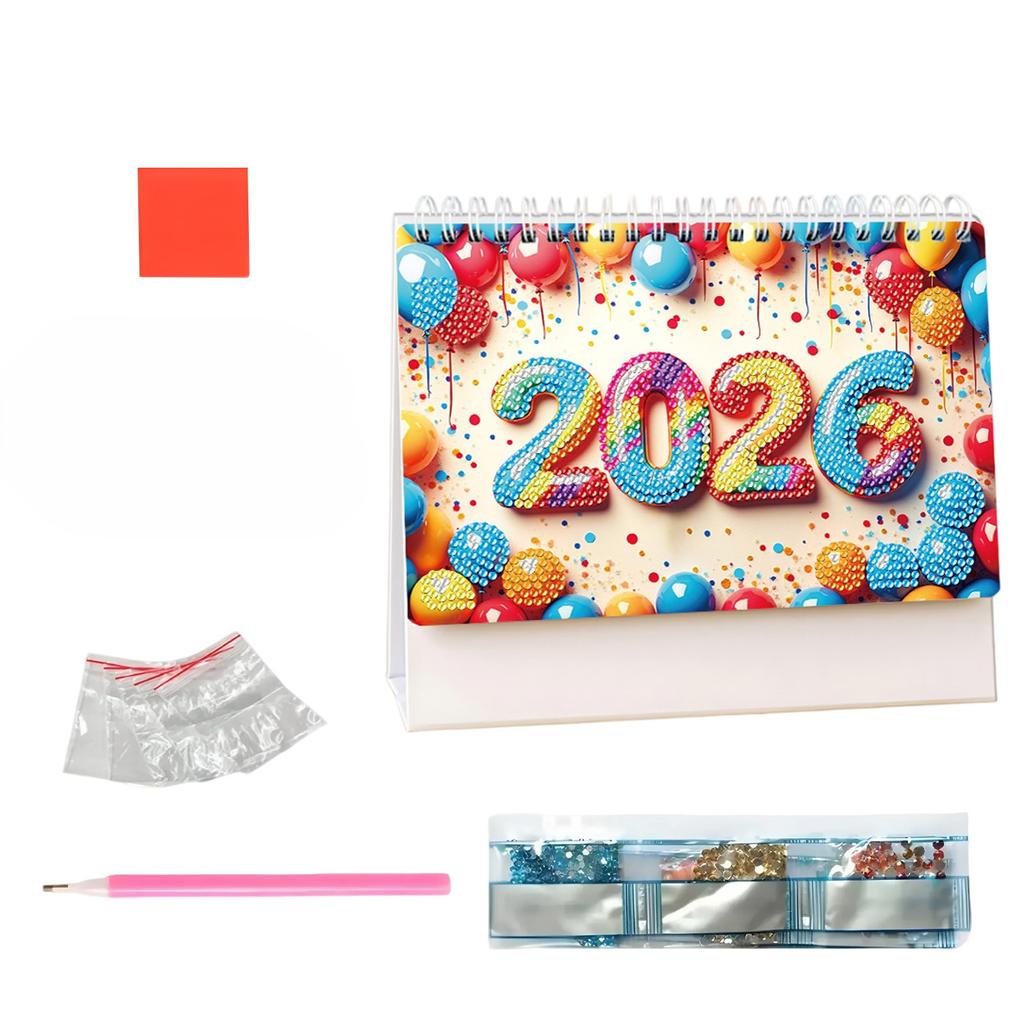2026 New Cross-Border Calendar, 13 Sheets, Painting DIY Handmade Diamond Dotting, And Easy-to-Make Desk Calendar