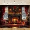 Christmas Day Party Decoration Background Cloth Stove Garland Christmas Tree Tapestry Suitable for Home Outdoor Decoration