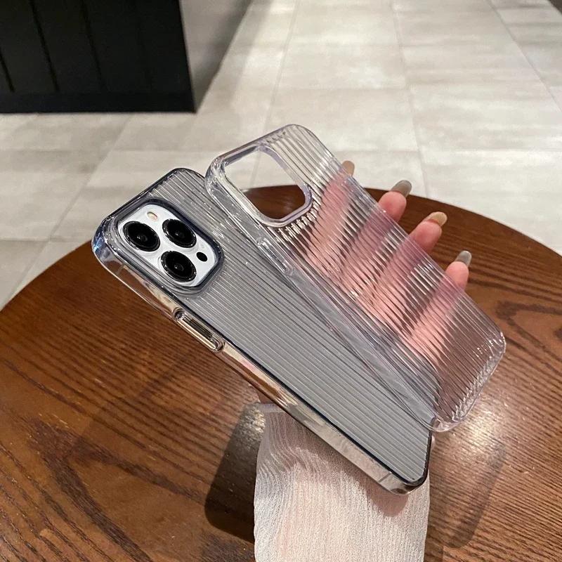 Soft Corrugated Transparent Phone Case For For Iphone 17 Air 11 12 13 14 15 16 Pro Max Plus Shockproof Silicone Clear Bumper Cover