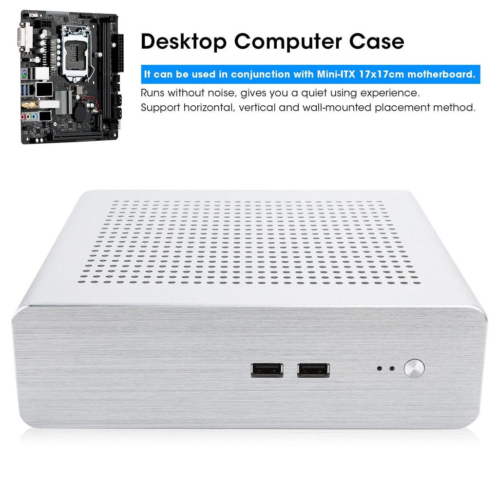 G60S Корпус HTPC Полностью алюминиевый Блок питания ATX Корпус ITX для настольного компьютера(Серебряный USB2.0)