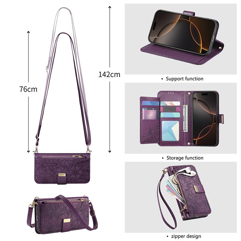 Leather Case with Card Holder for IPhone 18 17 15 16 13 14 12 11 Pro Max 17E 16E Casing Full Protection Girl Wallet Phone Covers