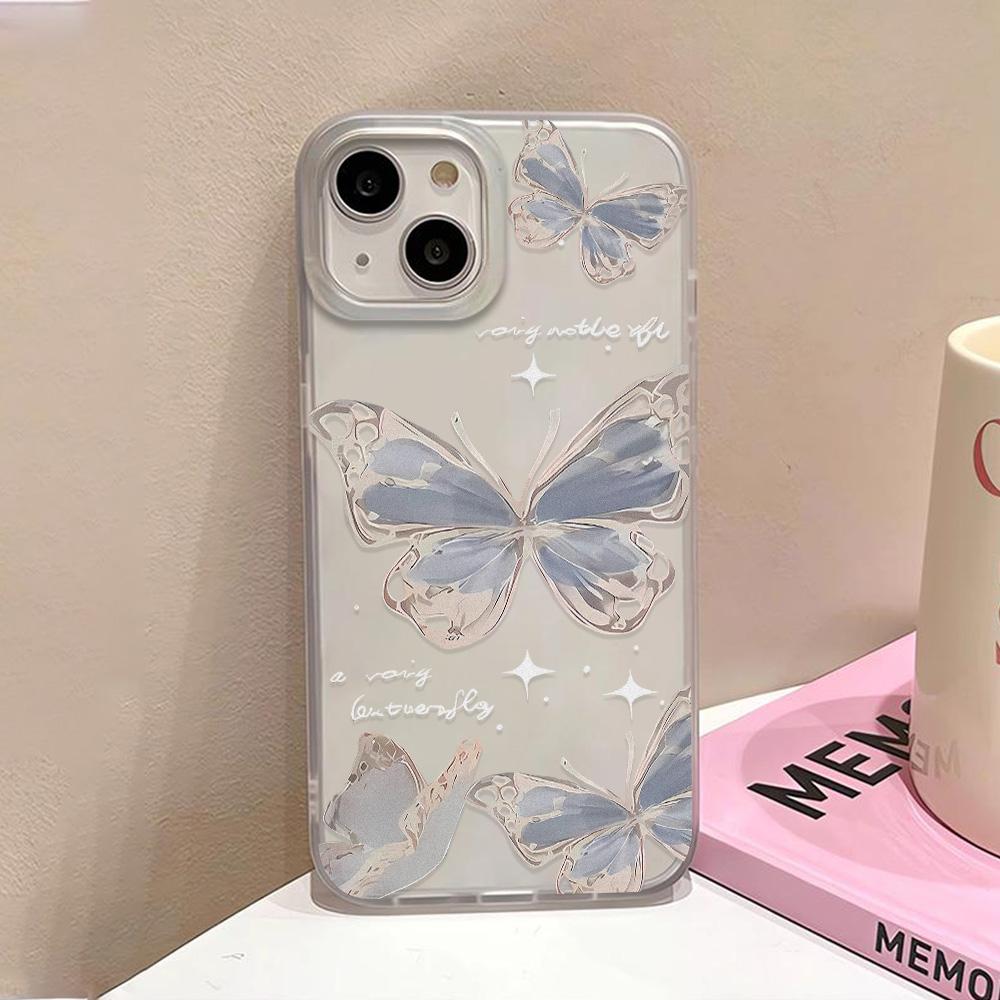 Gold Butterfly Soft TPU Case For iPhone 13 11 12 14 15 16 Pro Max Funda iPhone 12 13 Mini 16 Plus Translucent Clear Phone Cover