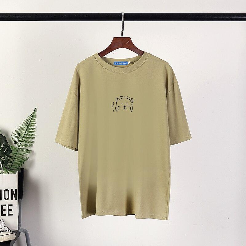 Kawaii летние футболки с короткими рукавами, 8 цветов, женские мягкие футболки большого размера, хлопковые свободные топы, женская одежда больших размеров