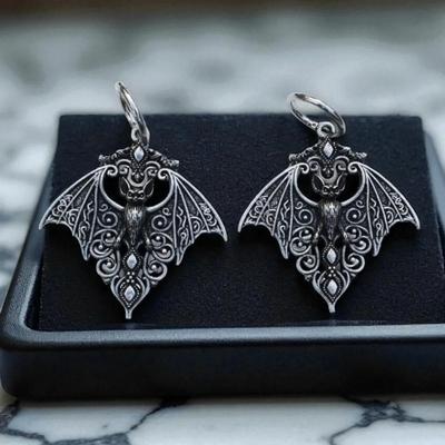 Креативные серебристые полые серьги-кольца с подвеской в виде летучей мыши-вампира для женщин, ретро, готика, Хэллоуин, украшения для вампиров