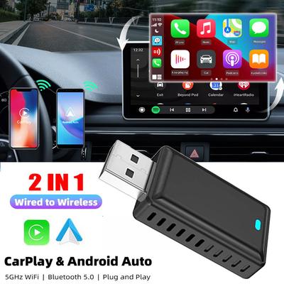Проводной беспроводной адаптер Carplay Android Auto 2 в 1 AI Box для OEM автомобильной стереосистемы Plug and Play Smart Link для телефонов Android IOS