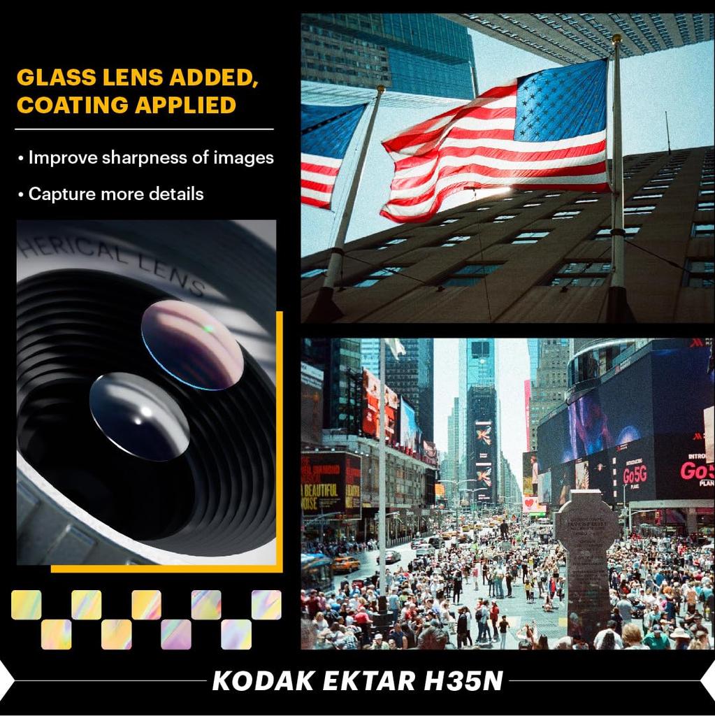 KODAK EKTAR H35N Полукадровая пленочная фокусная лампочка со звездным покрытием Улучшенная линза, 35 мм, многоразовая, бесплатная, функция, встроенный фильтр, (Отдельный предмет,