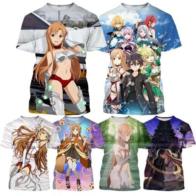 Летняя аниме-футболка SAO Футболка с 3D-принтом Sword Art Online Повседневная футболка унисекс в стиле Харадзюку