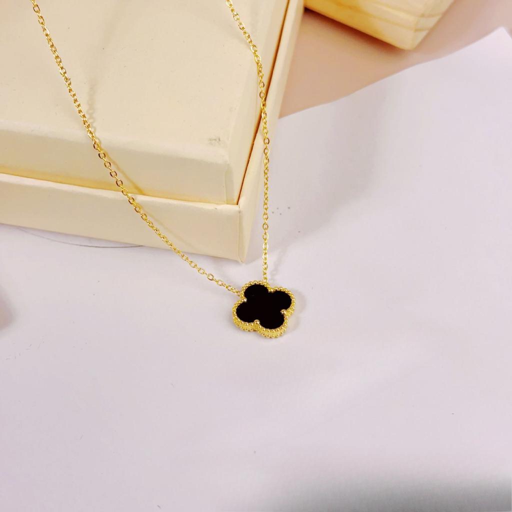 Ожерелье 'Счастливый четырехлистный клевер' 15 мм Двустороннее, не выцветающее, модная бижутерия