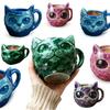 Handmade Faux Crystal Cat Face Mug Geode Kitten Cup Resin Mineral Coffee Tea Cups Unique Artistic Decor Gift for Family Friends Cats Lover