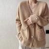 Cardigan Sweater Coat for Women Oversize Cotton Plush Autumn Winter Thickened Sweatshirt Casual Knitted Jacket