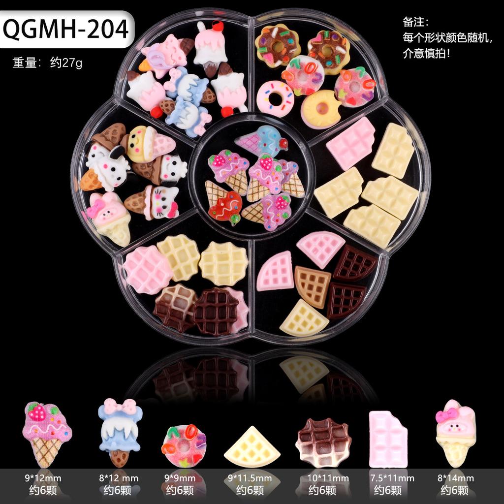 Nail Art Accessories Resin Simulation Biscuits Ice Cream Cute Cartoon Three-Dimensional Accessories Nail Mixed Bow