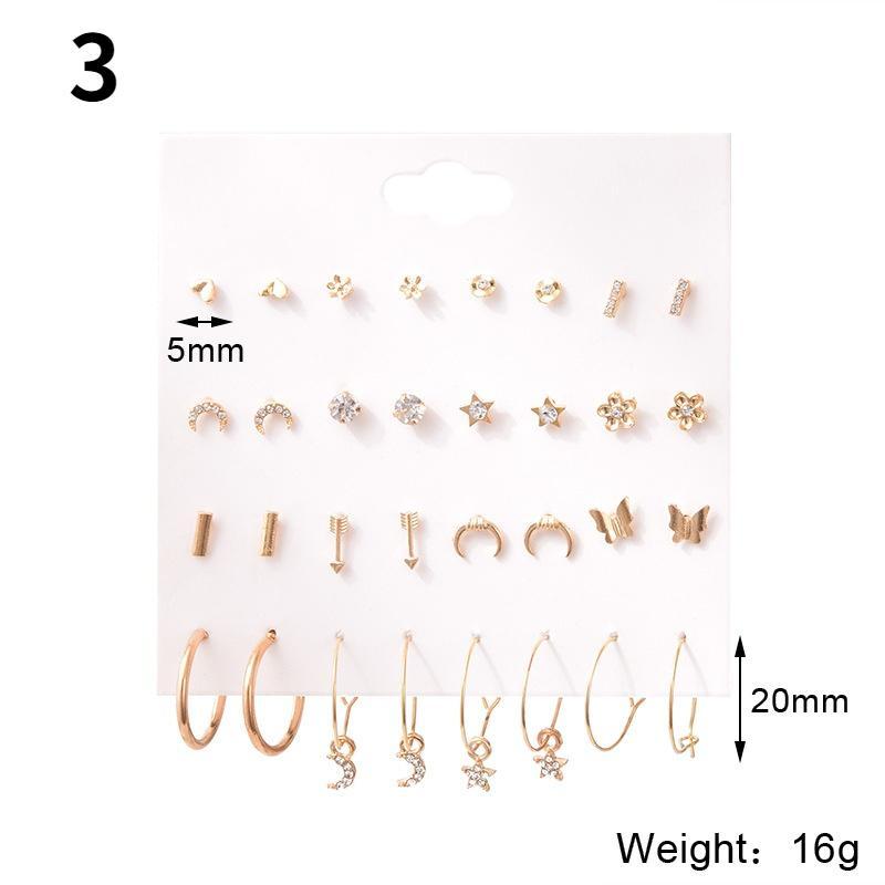 16 пар/компл. женские серьги-гвоздики, жемчужные серьги для женщин, богемные модные украшения, серьги-гвоздики с геометрическим кристаллом и сердцем, новинка