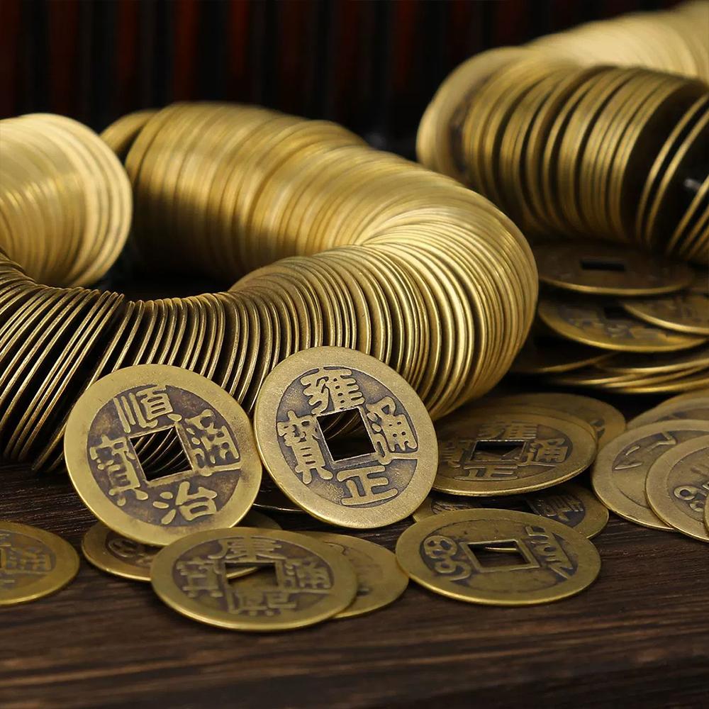 50/100/200 шт. Китайские монеты Фэн-шуй Антикварная бронза Удача Монеты Цин для здоровья и богатства Декор для дома, офиса, автомобиля