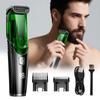 Cordless Men Beard Trimmer Electric Shaver IPX6 Waterproof Built-in Vacuum Clipper for Mustache Sideburns Grooming Kit