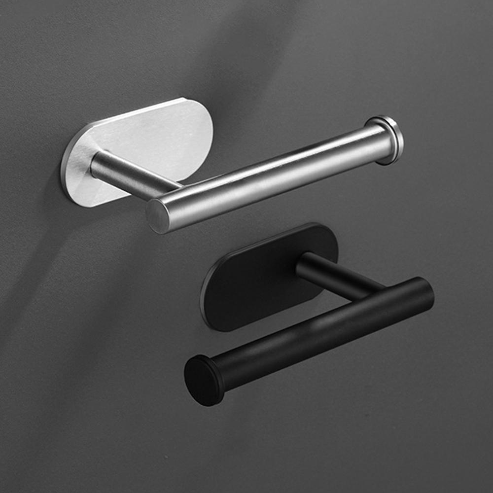 1PC Stainless Steel Roll Paper Holder Kitchen Plastic Wrap Wall Mount No Punch Hat Hanger Toilet Paper Holder Storage Hook KTY