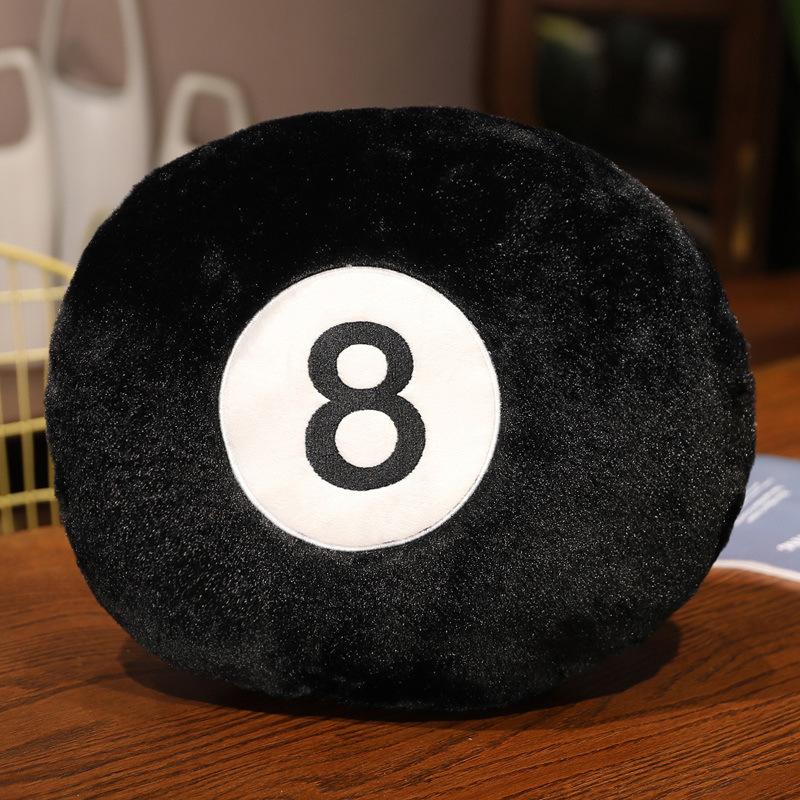 Creative Black 8 Billiards Pillow Plush Toy Sofa Pillow Cushion Living Room Decoration