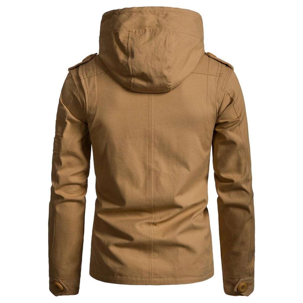 European and American Men's Slim-Fit Hooded Solid Color Jacket for Autumn/Winter