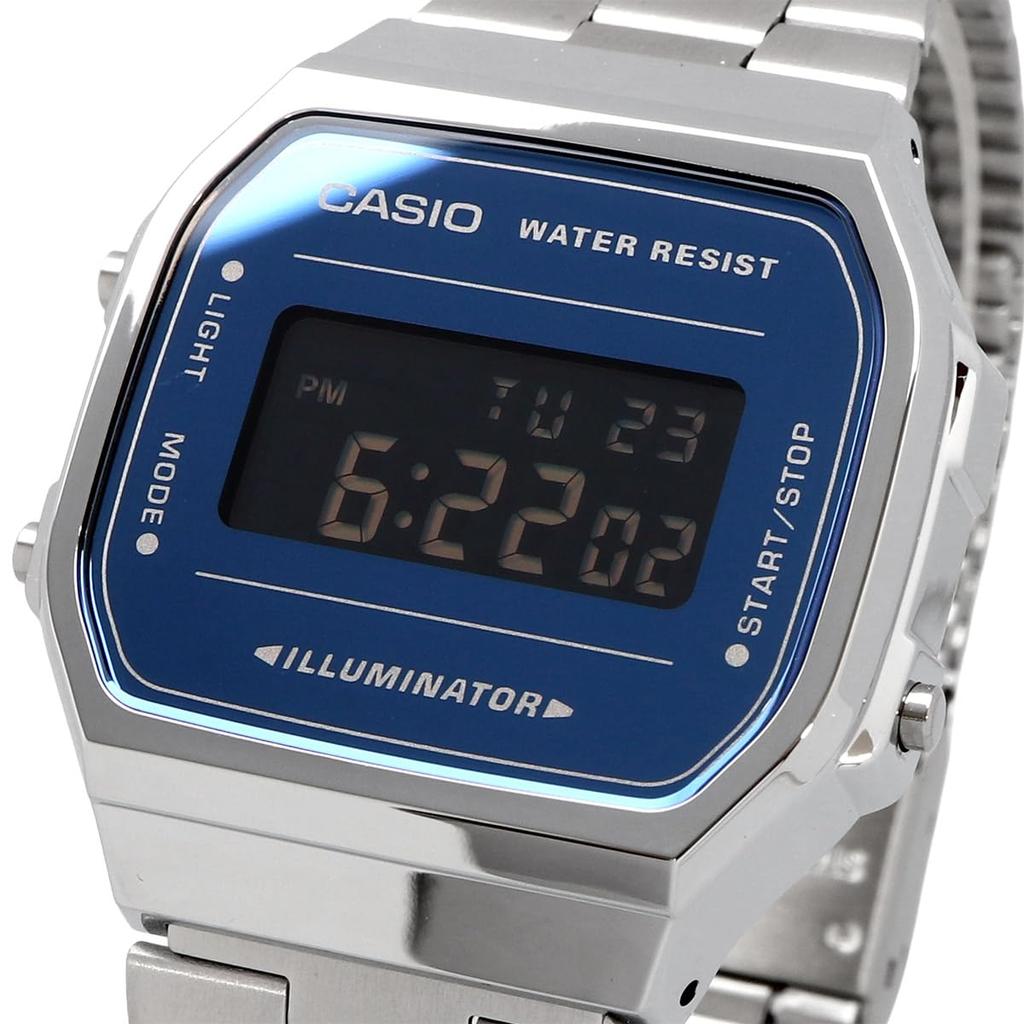 Casio A168WEM-2B Стандартные цифровые часы серебристый x темно-синий