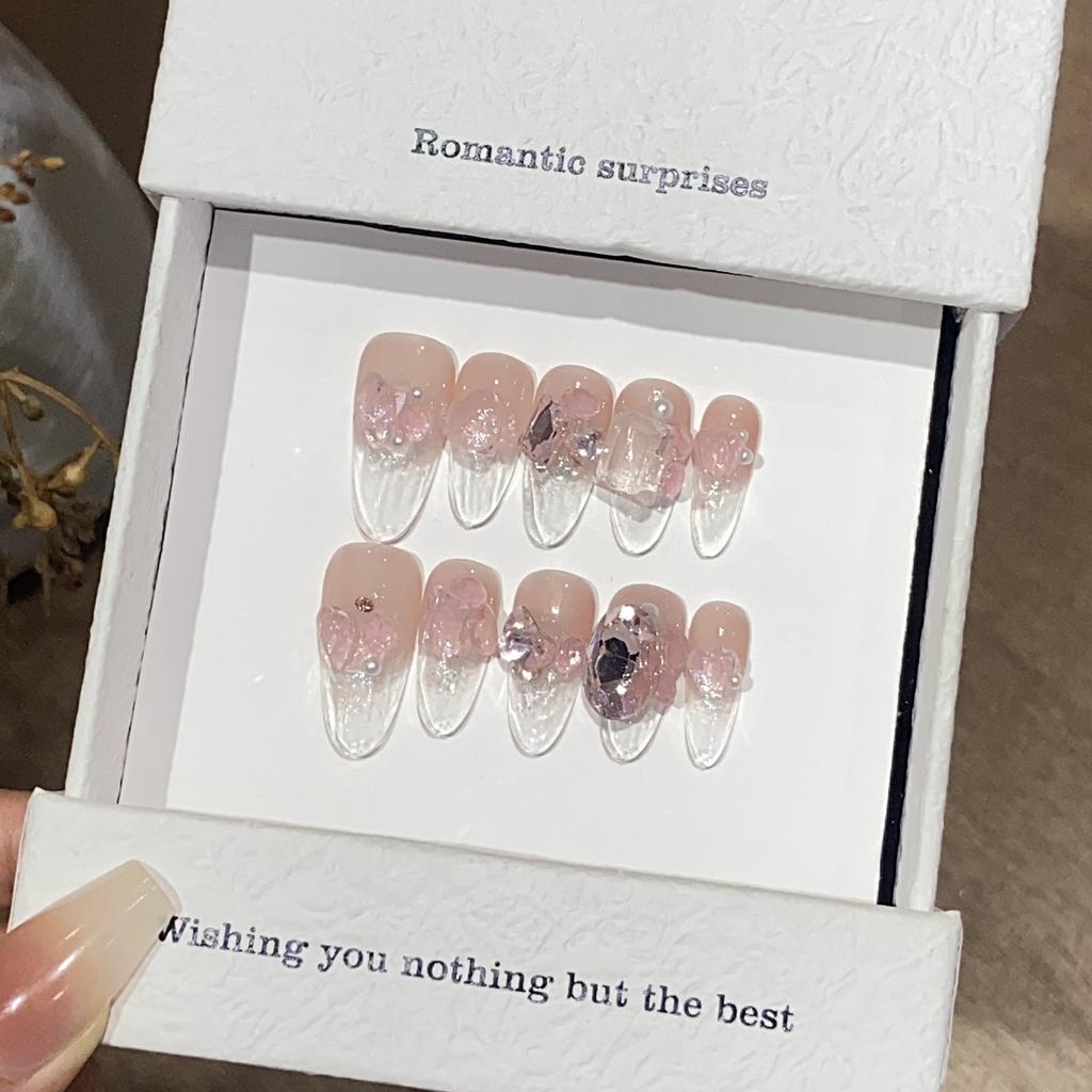 Градиент Прозрачный Нижний Квадратный Дрель Французский Розовый Бабочка Любовь Бриллиант Ледяной Дрель Нашивка Носить Броню