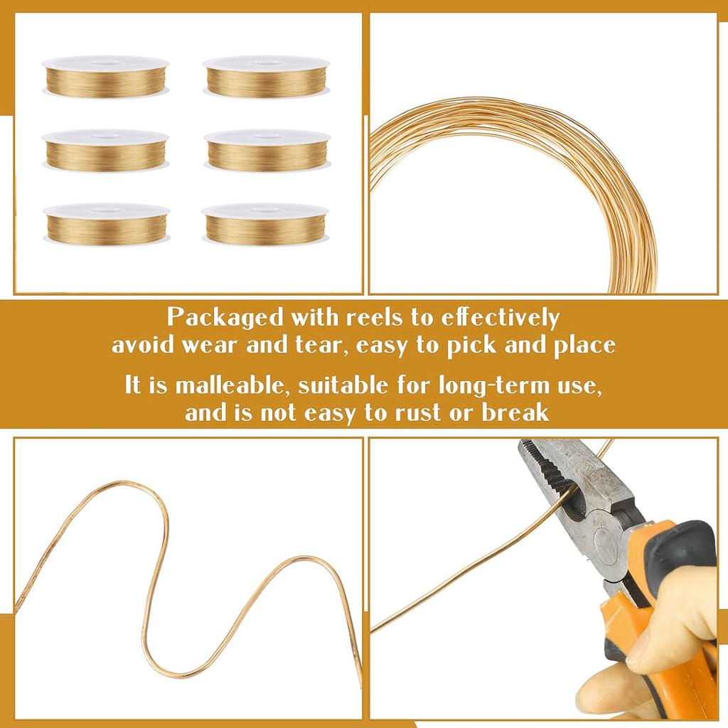 38AWG-18AWG латунная медная проволока 6/5/3 рулона гибкая металлическая скульптурная проволока для ювелирного дела, сантехнических и электрических соединений, механических компонентов,