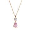 Minimalist Korean Sweet Pink Water Drop Necklace Minimally Exquisite Sparkling Clavicular Chain for Women