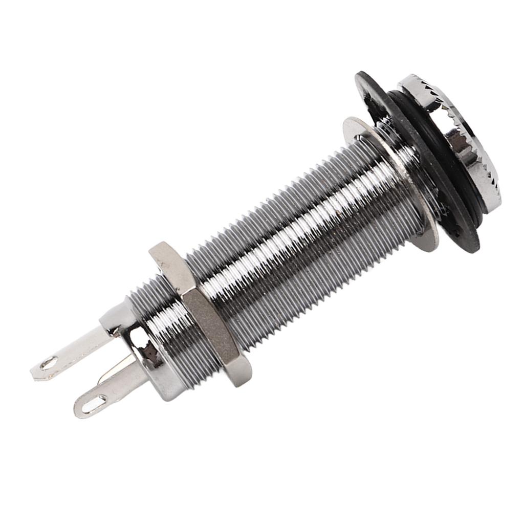 Guitar Threaded Jack Replacement Brass Straight Output Endpin for Electric Guitar Bass Silver