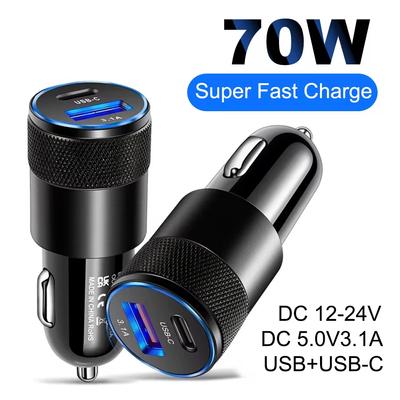 Автомобильное зарядное устройство USB Mini 70 Вт USB PD ABS алюминиевый сплав Type C быстрая зарядка в автомобиле USB-C адаптер для iPhone Samsung Huawei Xiaomi