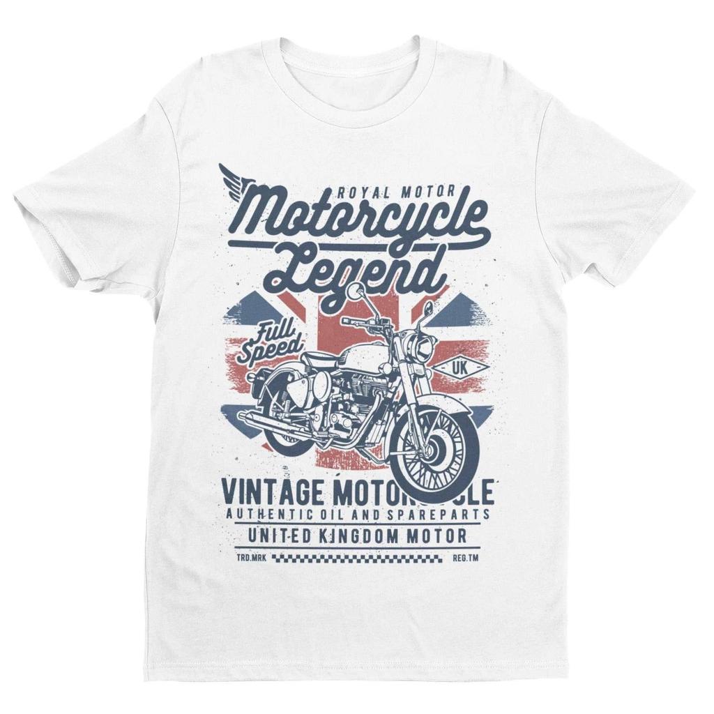 British Biker T Shirt Motorcycle Legend Vintage Motorbike Union Jack Classic