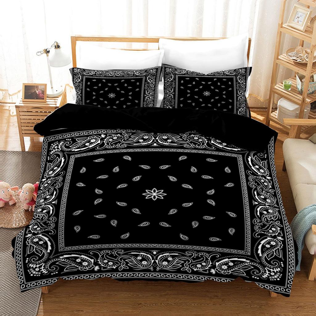 Floral 3D Digital Printing Quilt Cover Bed Sheet Three-Piece Bedding Kit Home Textile Pillowcase Plant Flower